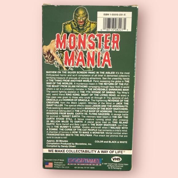 Monster Mania (VHS, 1991) RARE VINTAGE Good Times Video 1991 - Picture 2 of 2